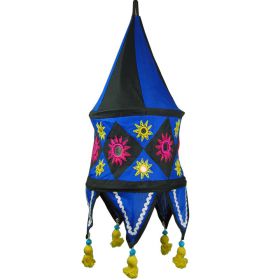 Small Lantern Lampshade - Blue & Black