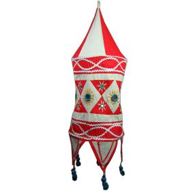 Large Lantern Lampshade - Red & White