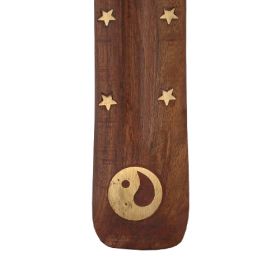 Embossed Wooden Incense Boats - Yin Yang
