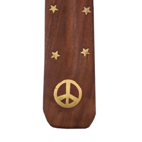 Embossed Wooden Incense Boats - Peace