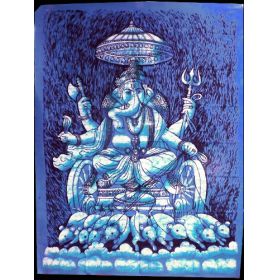 Ganesh Drawn by Mice Batik Large - Blue