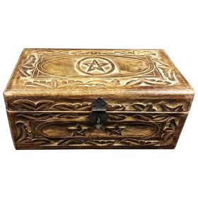 Hand Carved Wooden Pentagram Chests - Small