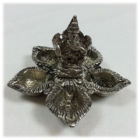 Metal Incense Flower Dish - Ganesh