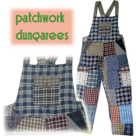 Patchwork Clown Dungarees - XL