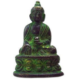 Brass Buddha Statuette - Brushed Green