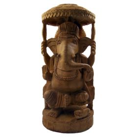 Hand Carved Wooden Lord Ganesh Statue