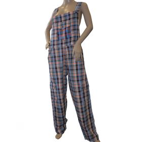 Bajoran Funky Chequered Cotton Dungarees - XL