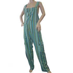 Narcissa Funky Striped Cotton Dungarees - XL