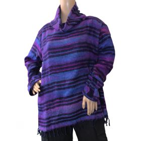 Super Soft Roll Neck Jumpers - Purple/Navy